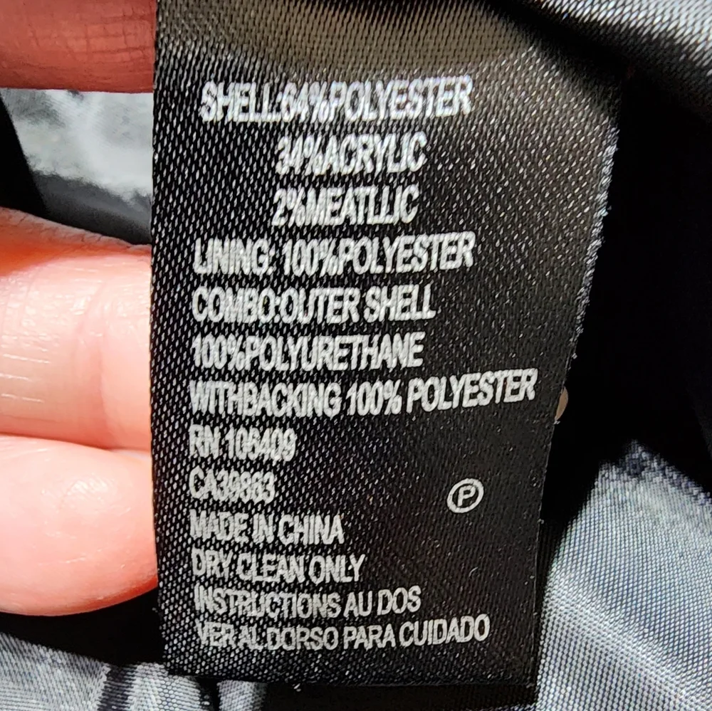 Tahari Black and Gold Vegan Leather Festive Jacket